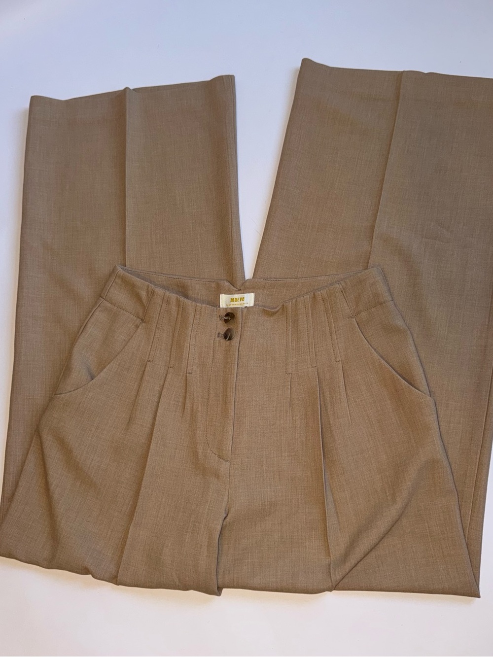 Maeve by Anthropologie Women’s Size 8 Tan Wide Leg High Rise Trousers Pants